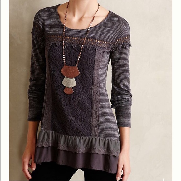 Anthropologie Tops - Anthropology Meadow Rue Greylace Tunic Sweater